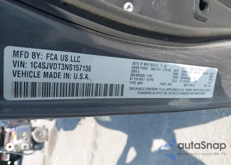 2022 Jeep Wagoneer Series Iii 4X4 from USA, damaged, VIN 1C4SJVDT3NS157136